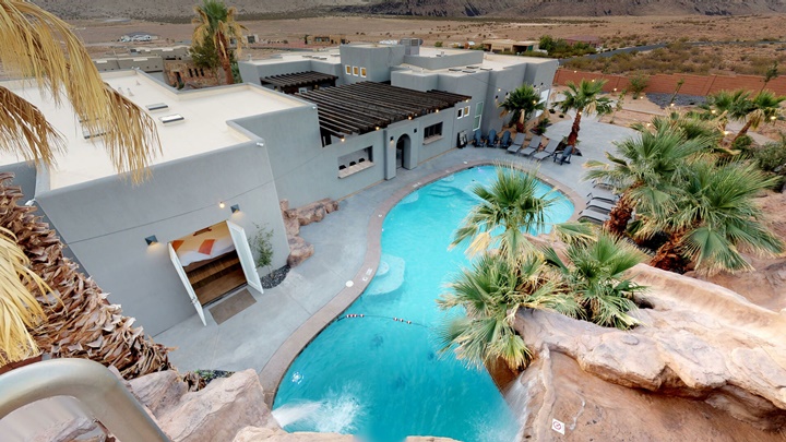 Picture of pool with palm trees 